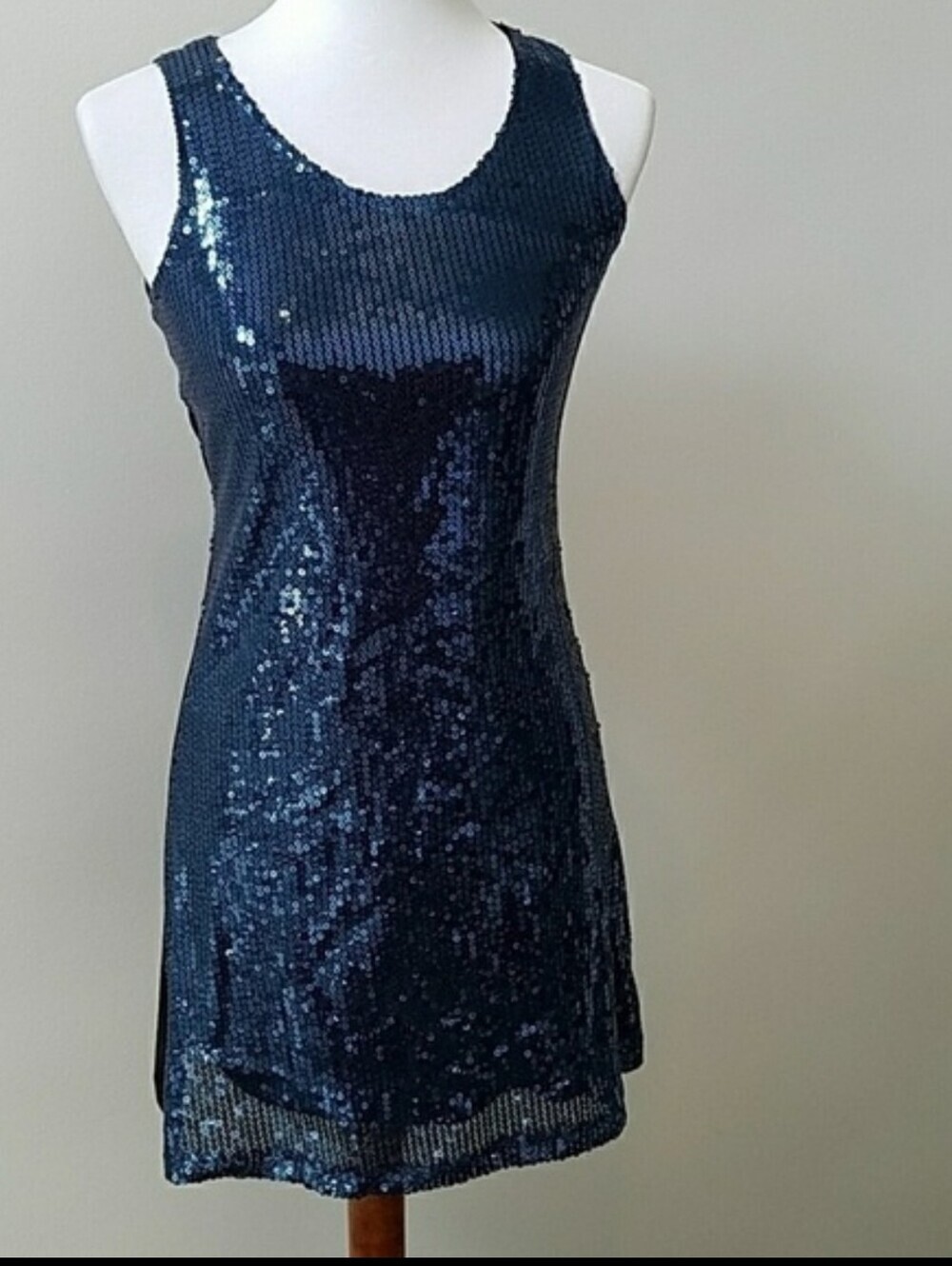 NWOT blue sequin sleeveless dress Made in USA S - Picture 2 of 5